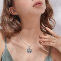 wholesale 925 Sterling Silver Round Blue Crystal Frog Pendant Necklace for Women-0-1