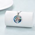 wholesale 925 Sterling Silver Round Blue Crystal Frog Pendant Necklace for Women-0-2