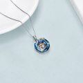wholesale 925 Sterling Silver Round Blue Crystal Frog Pendant Necklace for Women-0-3