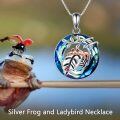 wholesale 925 Sterling Silver Round Blue Crystal Frog Pendant Necklace for Women-0-5