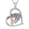 wholesale 925 Sterling Silver Dragon and Girl Heart Pendant Necklace for Women-0-0