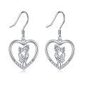 wholesale 925 Sterling Silver Mother and Daughter Heart Drop Earrings with Cubic Zirconia - Wholesale Jewelry for Women-0-0