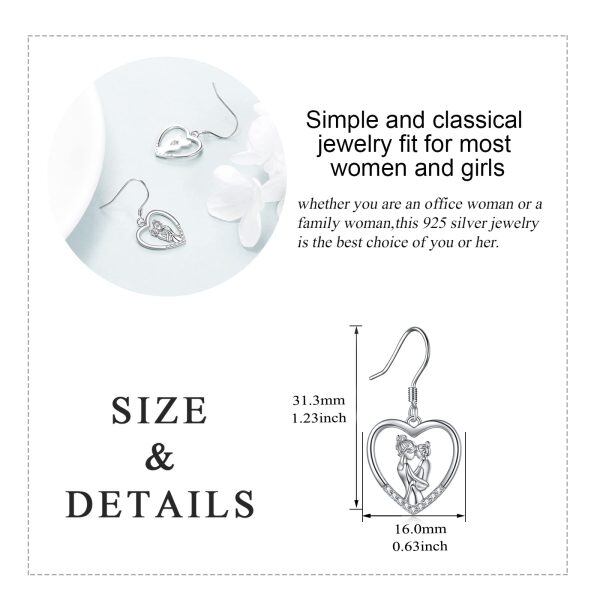 Sterling Silver Mother And Daughter Heart Earrings-4