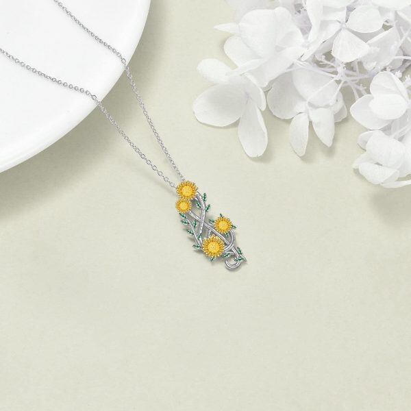 Sterling Silver Sunflower Necklace-3