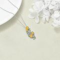 wholesale 925 Sterling Silver Two-Tone Sunflower Musical Notes Pendant Necklaces for Women-0-3
