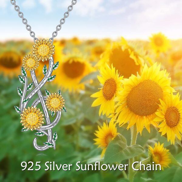 Sterling Silver Sunflower Necklace-5