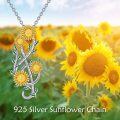 wholesale 925 Sterling Silver Two-Tone Sunflower Musical Notes Pendant Necklaces for Women-0-5