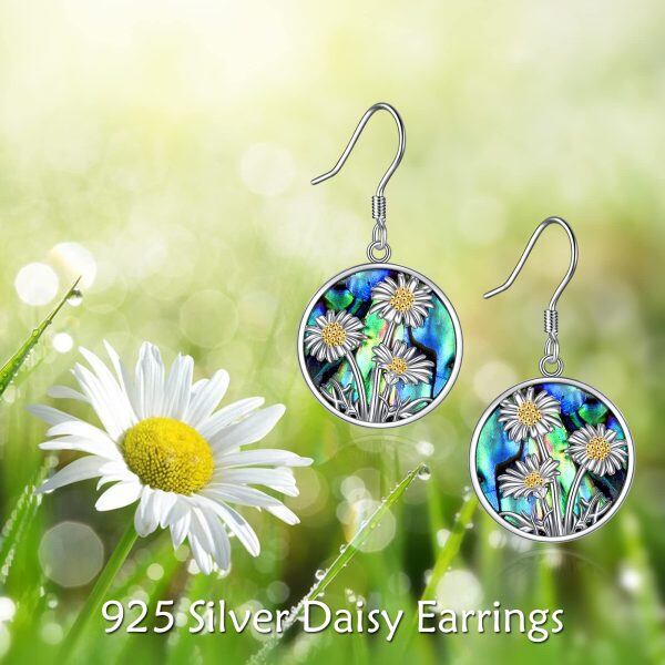 Sterling Silver Daisy Flower Earrings-5