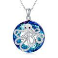 wholesale 925 Sterling Silver Blue Crystal Octopus Pendant Necklace for Women-0-0