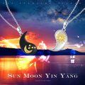 wholesale 925 Sterling Silver Ying Yang Sun & Moon Stars Couples Necklaces for Women-0-5