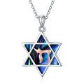 wholesale 925 Sterling Silver Abalone Shell Deer Star of David Pendant Necklace for Women-0-0