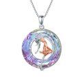 wholesale 925 Sterling Silver Round Ballet Dancer Crystal Pendant Necklace for Women-0-0