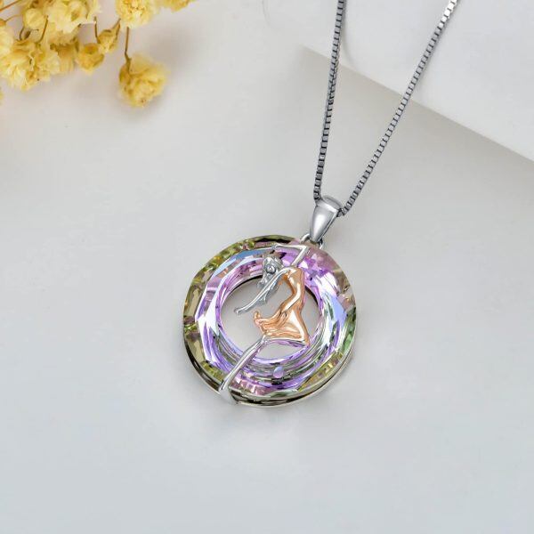 Sterling Silver Ballerina Pendant Necklace-3