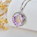 wholesale 925 Sterling Silver Round Ballet Dancer Crystal Pendant Necklace for Women-0-4