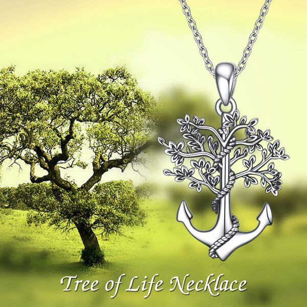 Sterling Silver Tree Of Life Anchor Necklace-4