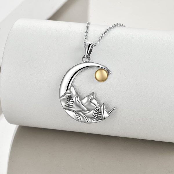 Sterling Silver Mountain Moon Necklace-1