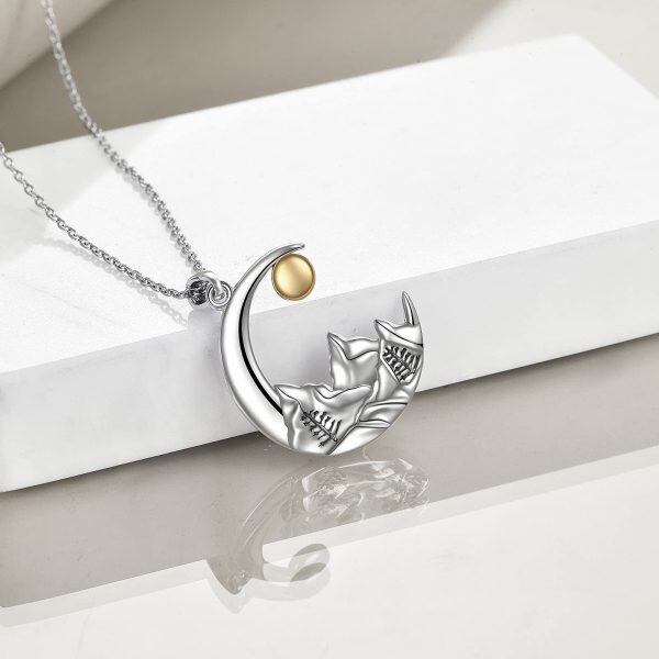 Sterling Silver Mountain Moon Necklace-2