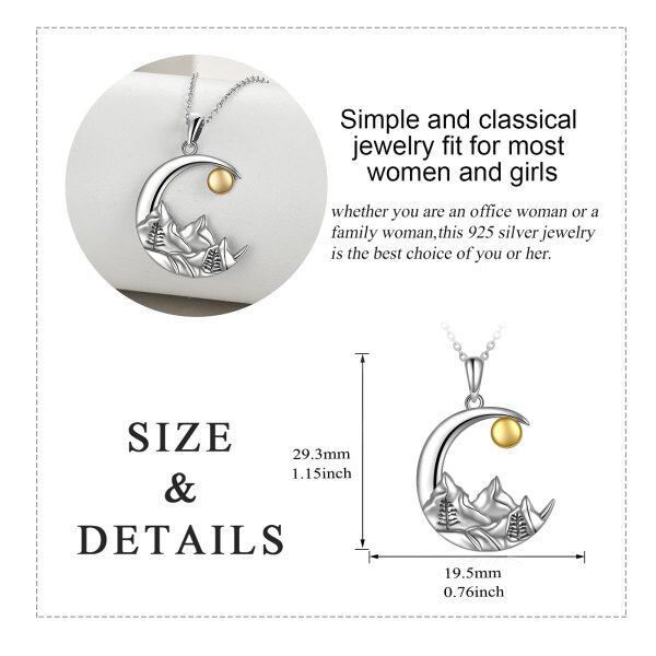 Sterling Silver Mountain Moon Necklace-3