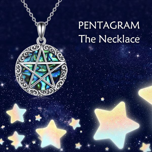 Sterling Silver Pentagram Necklace-4