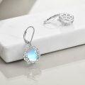 wholesale 925 Sterling Silver Blue Moonstone Floral Drop Earrings for Women-0-2