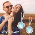 wholesale 925 Sterling Silver Blue Moonstone Floral Drop Earrings for Women-0-4