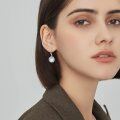 wholesale 925 Sterling Silver Blue Moonstone Floral Drop Earrings for Women-0-5