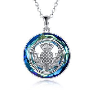 Sterling Silver Scottish Thistle Necklace-0