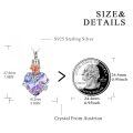 wholesale 925 Sterling Silver Purple Crystal Love Heart Keepsake Pendant with Rose and Leaves-0-3