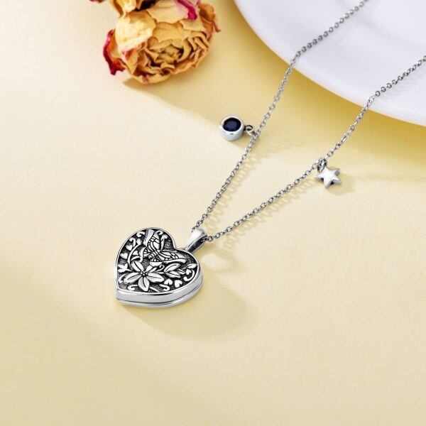 Sterling Silver Heart Butterfly Flower Necklace-2