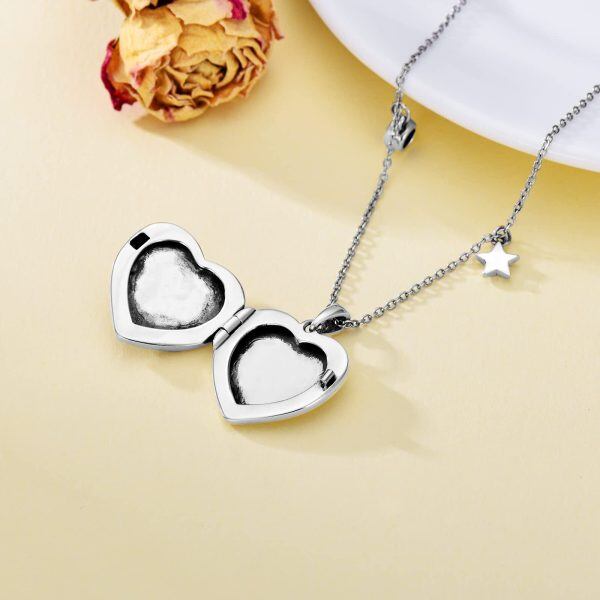 Sterling Silver Heart Butterfly Flower Necklace-3