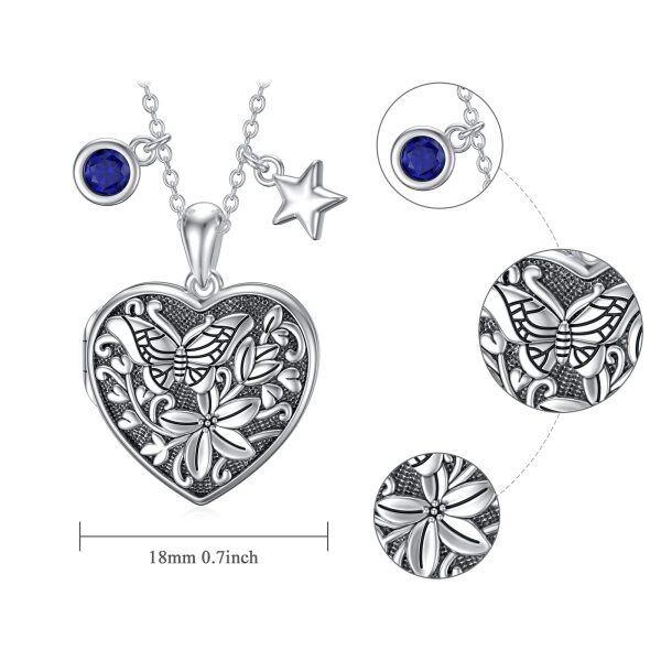 Sterling Silver Heart Butterfly Flower Necklace-6