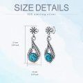 wholesale 925 Sterling Silver Flower & Turquoise Teardrop Dangle Earrings for Women-0-4