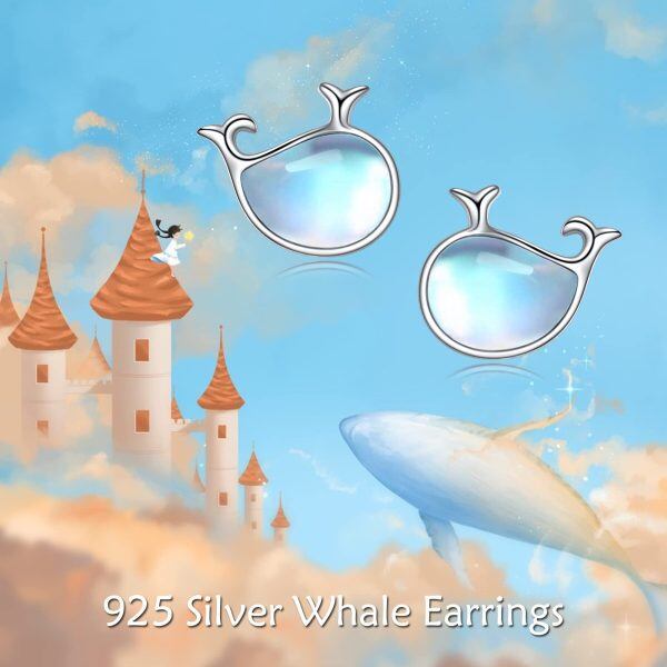 Sterling Silver Whale Earrings-1