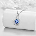 wholesale 925 Sterling Silver Blue Crystal Peacock Pendant Necklace for Women-0-3