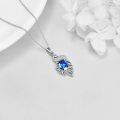 wholesale 925 Sterling Silver Blue Crystal Peacock Pendant Necklace for Women-0-4