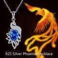 wholesale 925 Sterling Silver Blue Crystal Peacock Pendant Necklace for Women-0-5