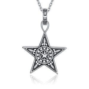 Sterling Silver Pentagram Necklace-0