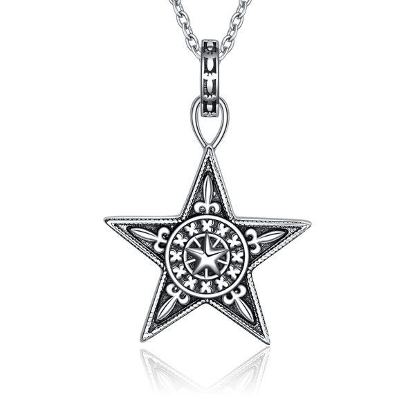 Sterling Silver Pentagram Necklace-0