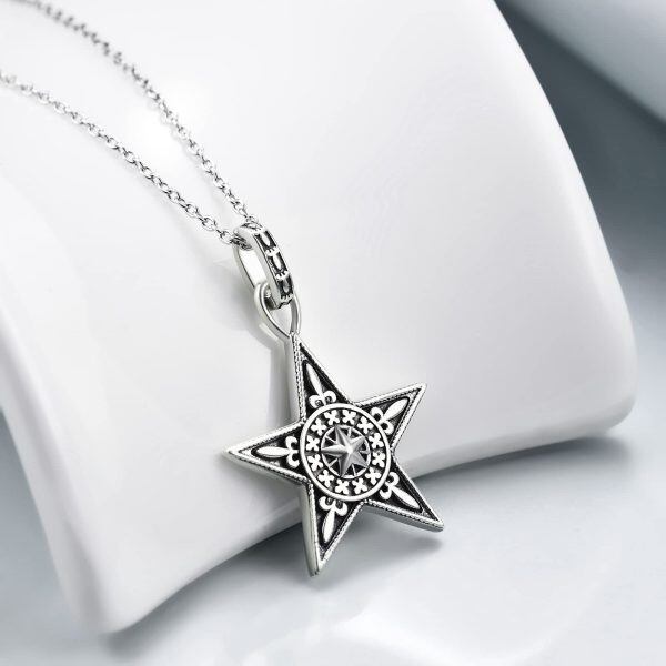 Sterling Silver Pentagram Necklace-2