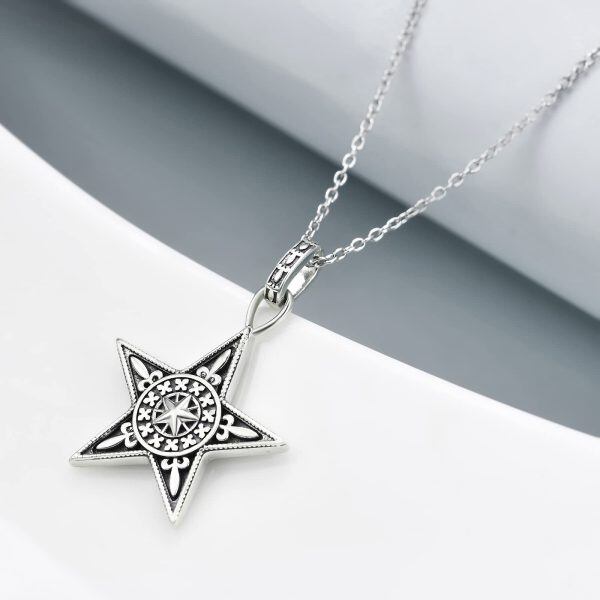 Sterling Silver Pentagram Necklace-3