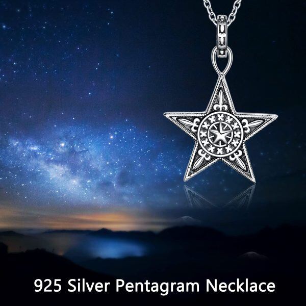 Sterling Silver Pentagram Necklace-5