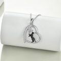 wholesale 925 Sterling Silver Heart-Shaped Cat and Mouse Design Pendant Necklace with Cubic Zirconia Stones for Women-0-2
