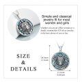 wholesale 925 Sterling Silver Round Abalone Shell Compass Wolf Head Pendant Necklace for Women-0-2