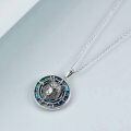 wholesale 925 Sterling Silver Round Abalone Shell Compass Wolf Head Pendant Necklace for Women-0-4