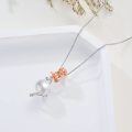 wholesale 925 Sterling Silver Rose Flower with Pearl Pendant Necklace for Women-0-3