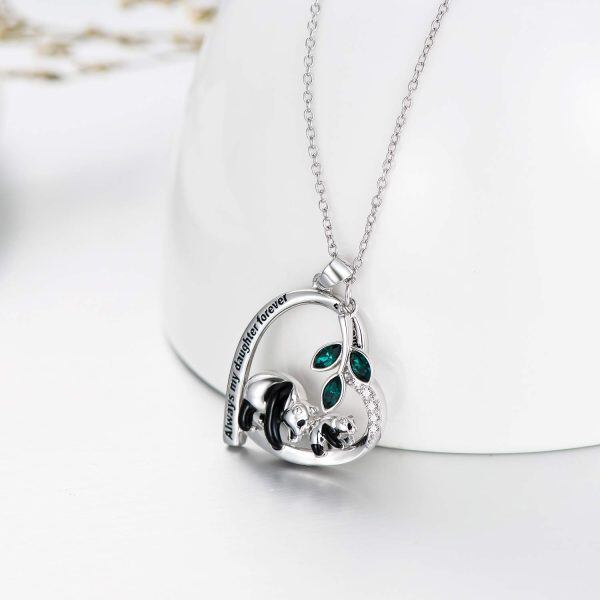 Sterling Silver Heart Panda Necklace-1