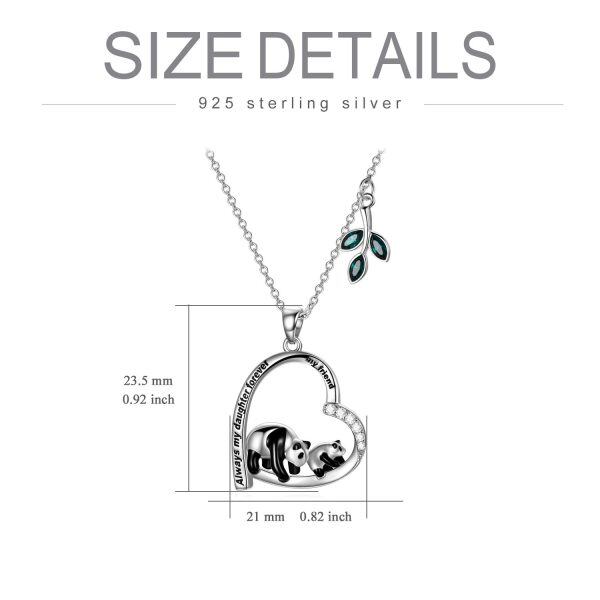 Sterling Silver Heart Panda Necklace-2