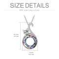 wholesale 925 Sterling Silver Multicolor Austrian Crystals Cat Pendant Necklace s for Women-0-3