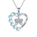 wholesale 925 Sterling Silver Moonstone Butterfly Heart Pendant Necklace for Women - Wholesale-0-0
