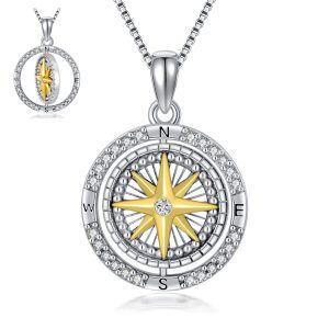 Sterling Sliver Compass Necklace-0